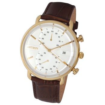 Ceas de barbati ASTRON , curea din piele , carcasa aurie Ceas de barbati ASTRON , curea din piele , carcasa aurie