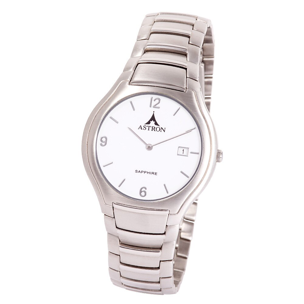 Ceas barbatesc ASTRON , mecanism quartz , carcasa si bratara argintie , cadran alb