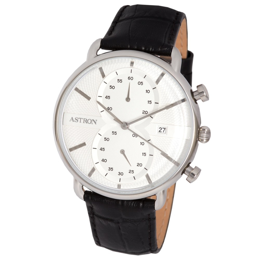 Ceas de barbati ASTRON , curea din piele , carcasa argintie