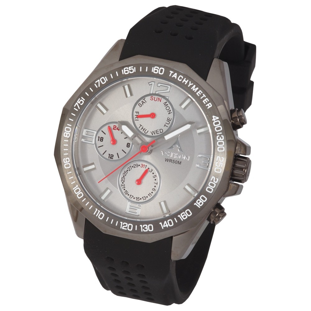 Ceas de barbati ASTRON , curea silicon , cenusie (gun)