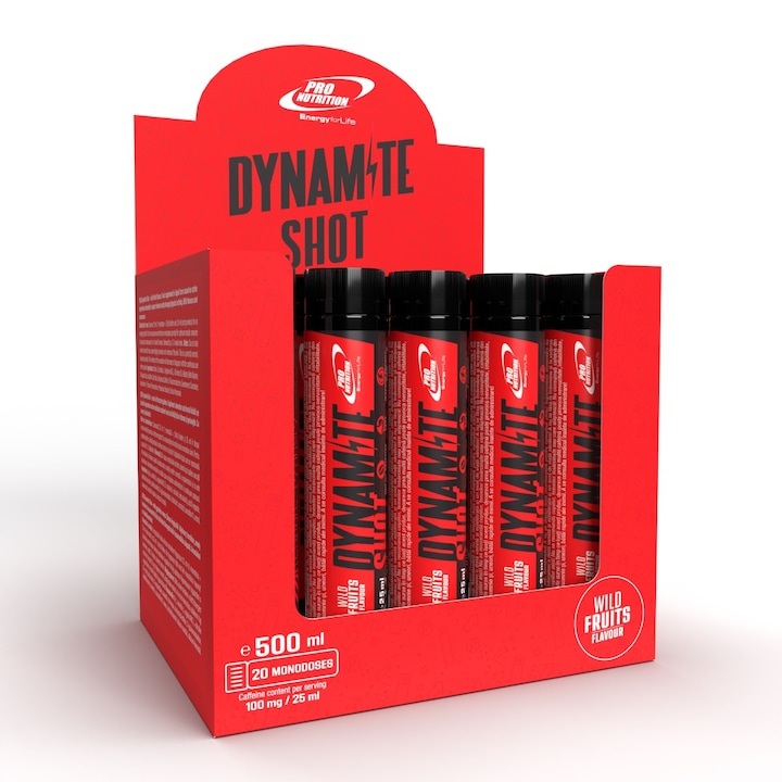 Doze energizante pre workout, Dynamite Shot, Fructe de padure, 20 monodoze x 25 ml