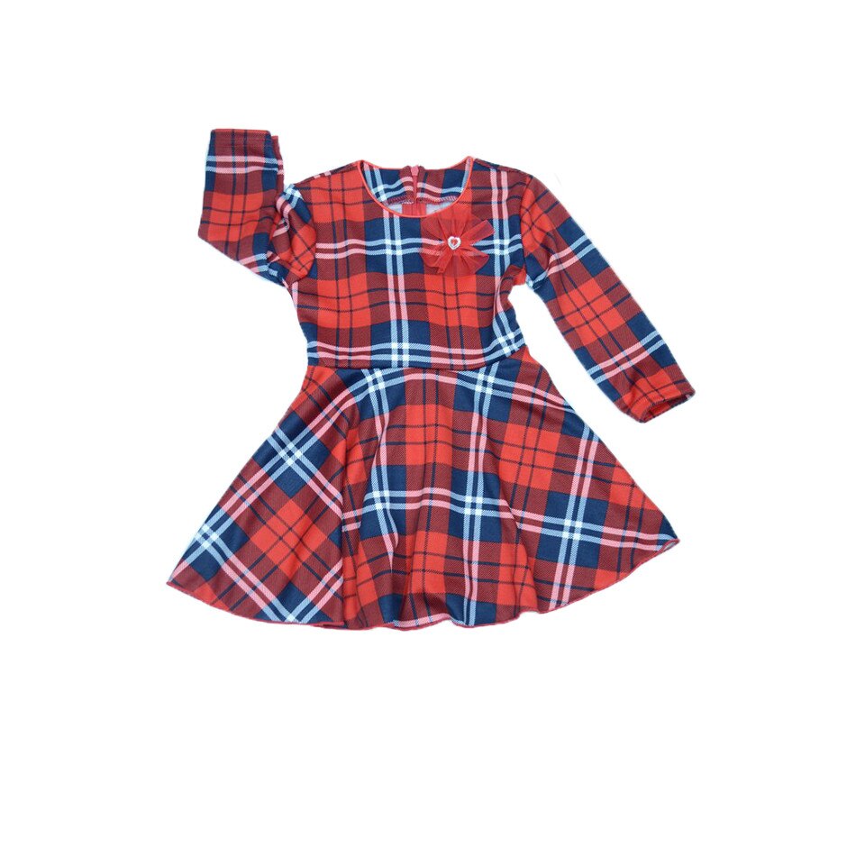 Rochita eleganta pentru fete Mini Junior, carouri, Rosu