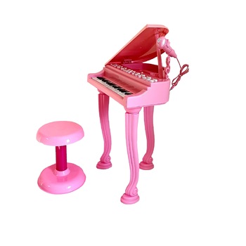 Pian de jucarie cu baterii, microfon, inregistrare, 37 clape, scaunel, inaltime 60 cm Pian de jucarie cu baterii, microfon, inregistrare, 37 clape, scaunel, inaltime 60 cm