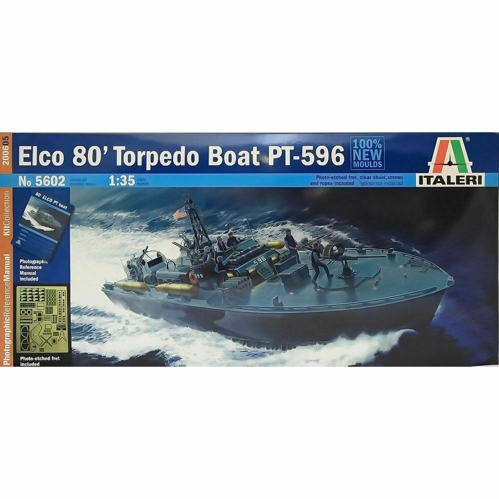 Kit de construit nava de razboi ELCO 80' PT - 596 TORPEDO BOAT cu 10 figurine, 1:35