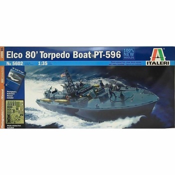 Kit de construit nava de razboi ELCO 80' PT - 596 TORPEDO BOAT cu 10 figurine, 1:35 Kit de construit nava de razboi ELCO 80' PT - 596 TORPEDO BOAT cu 10 figurine, 1:35