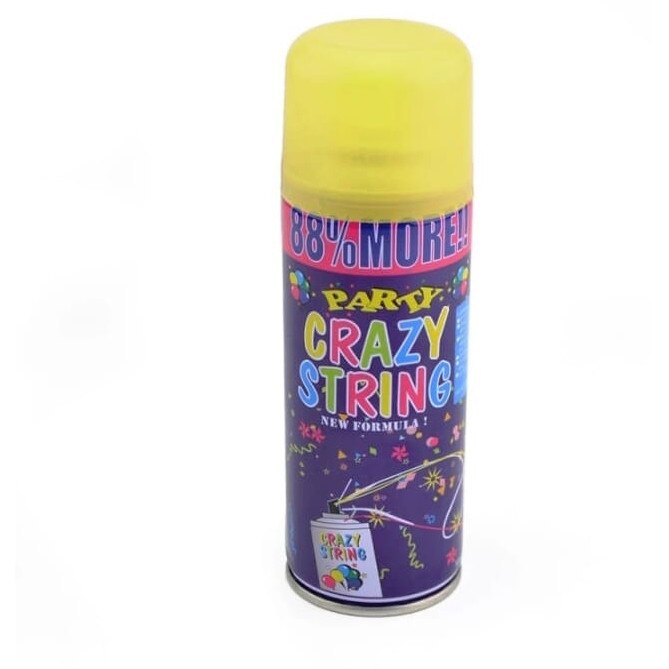 Spray confetti panglici pentru petreceri, crazy strings culoare Galben