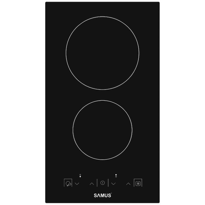 Plita incorporabila Samus PSVM-32BG3, Vitroceramica, 2 arzatoare, 30 cm, Touch Control, Timer, Negru