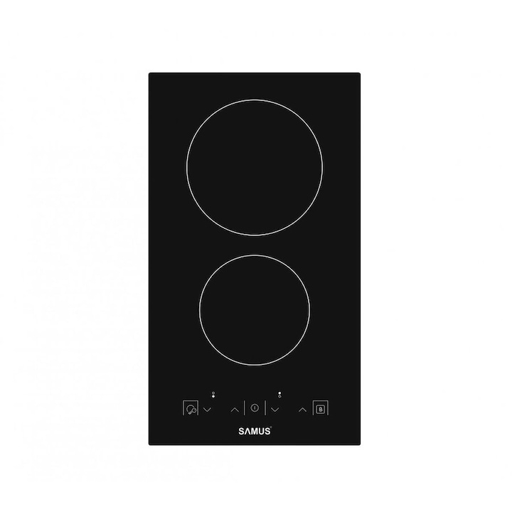 Котлон за вграждане Samus PSVE-32BG3, Стъклокерамика, 2 зони за готвене, 30 см, Touch Control, Защита от деца, Таймер, Черен