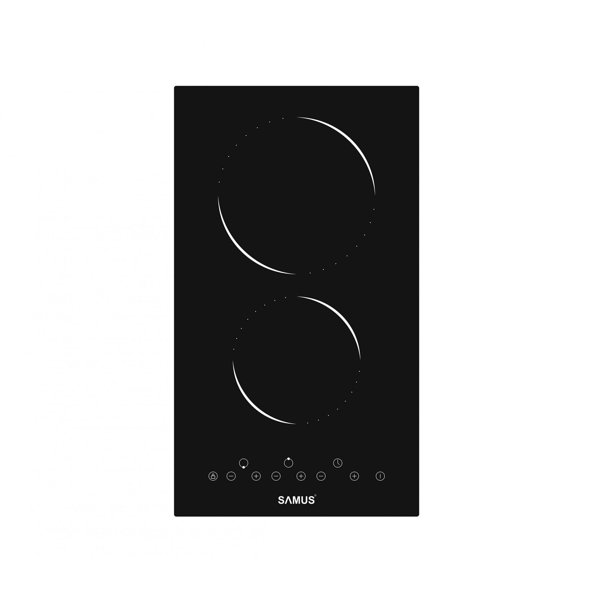 Plita incorporabila Samus PSVM-32BG2 , Vitroceramica, 2 arzatoare, 30 cm, Touch Control, Timer, Negru