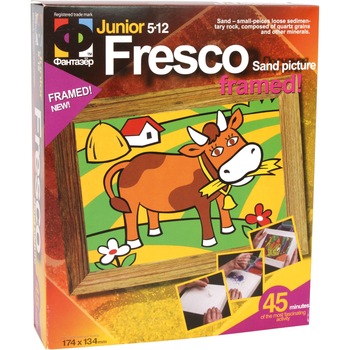 Plansa pentru creatie cu nisip colorat, model tablou cu vacuta, Legler, + 5 ani Plansa pentru creatie cu nisip colorat, model tablou cu vacuta, Legler, + 5 ani