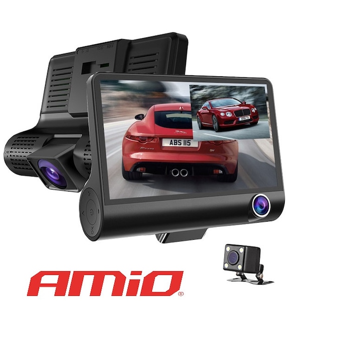 Видеорегистратор Amio HD CAR DVR, Бонус диодна камера за заден ход, Меню на български език