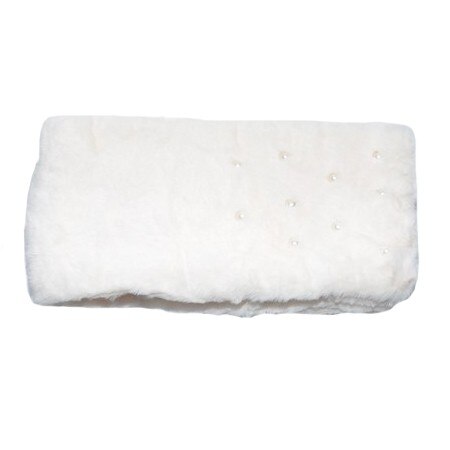 Fular elegant din blanita cu perle albe , D&J Exclussive, alb