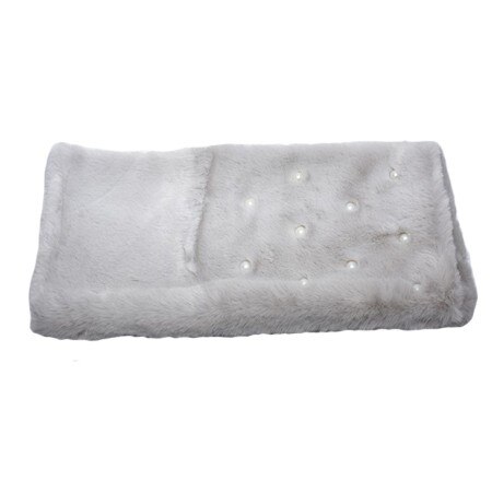 Fular elegant din blanita cu perle albe , D&J Exclussive, gri