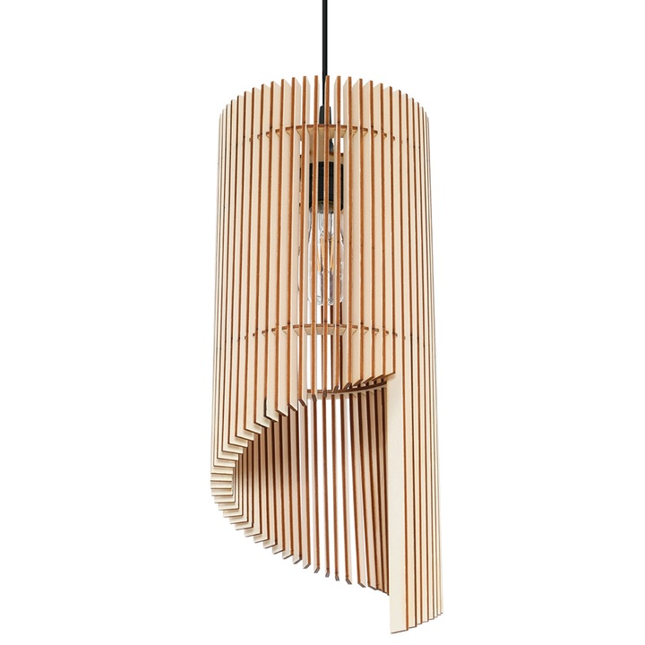 Lampa suspendata Alexia din lemn natural, cu 1 bec tub scandinav de interior
