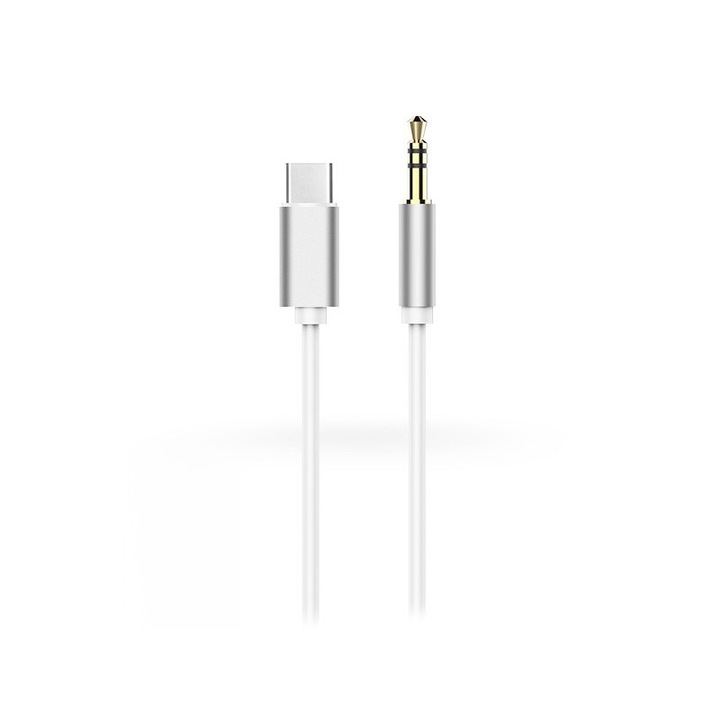 USB Type-C - 3,5 mm jack audio kábel 1 m-es vezetékkel - fehér