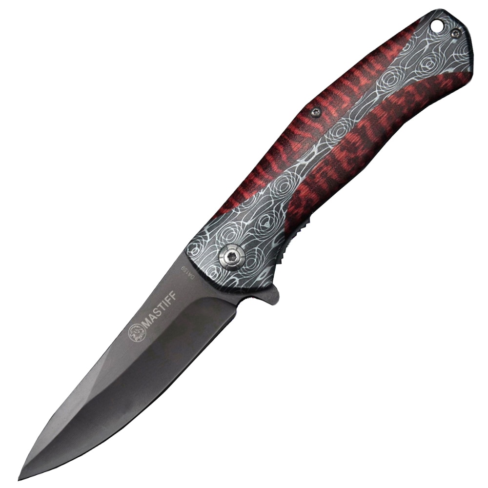 Cutit briceag Mastiff 22 cm, model Leopard Red Print cu sistem de blocare lama