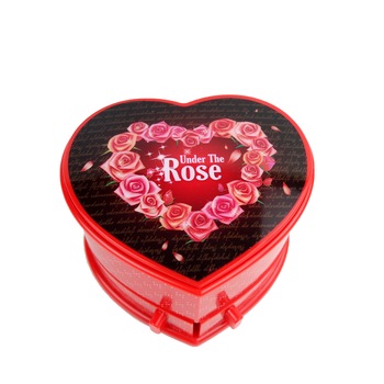 Cutie muzicala pentru bijuterii cu balerina, forma inima, rosu, 15 cm Cutie muzicala pentru bijuterii cu balerina, forma inima, rosu, 15 cm