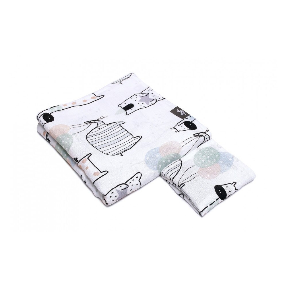 Paturica de infasat Pulp Hedgehogs, Bambus, Bumbac, Multicolor, 30x35cm