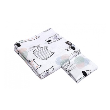 Paturica de infasat Pulp Giraffes, Bambus, Bumbac, Multicolor Paturica de infasat Pulp Giraffes, Bambus, Bumbac, Multicolor