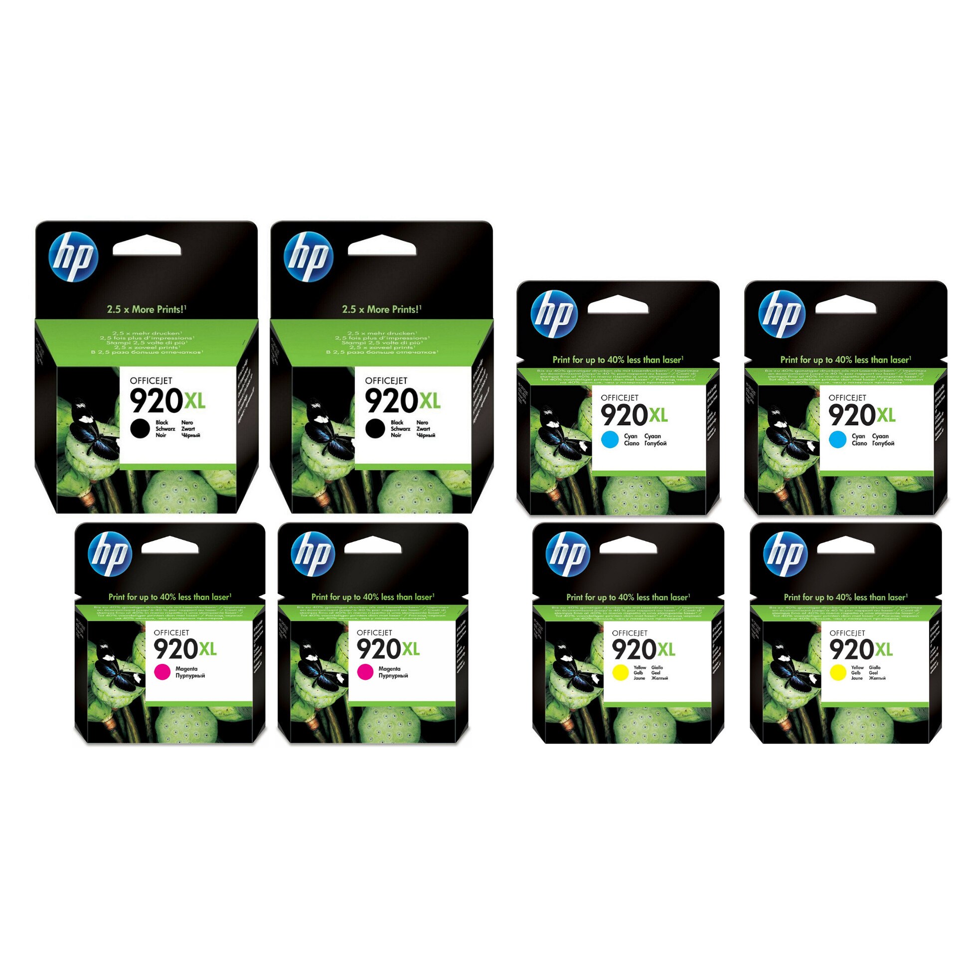 Pachet cartuse cerneala CD975AE (920XL) negru x 2 CD972AE (920XL) cyan x 2 CD973AE (920XL) magenta x 2 CD974AE (920XL) galben x 2 HP original 112ml 6600 pagini