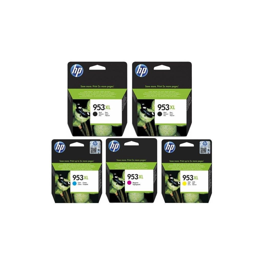 Pachet cartuse cerneala L0S70AE (953XL) negru x 2 F6U16AE (953XL) cyan F6U17AE (953XL) magenta F6U18AE (953XL) galben HP original 145ml 8800 pagini