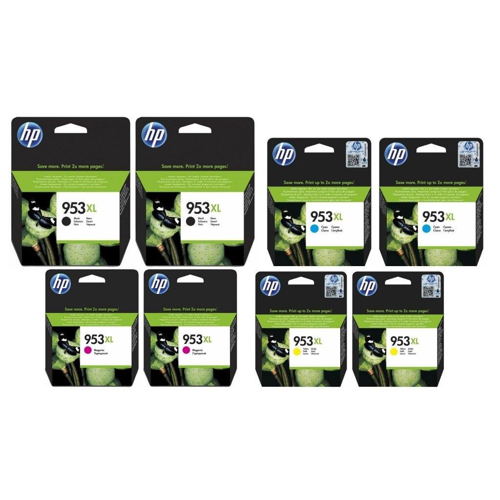 Pachet cartuse cerneala L0S70AE (953XL) negru x 2 F6U16AE (953XL) cyan x 2 F6U17AE (953XL) magenta x 2 F6U18AE (953XL) galben x 2 HP original 205ml 13.600 pagini