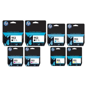 Pachet cartuse cerneala L0S58AE (953) negru x 2 F6U12AE (953) cyan x 2 F6U13AE (953) magenta x 2 F6U14AE (953) galben x 2 HP original 107ml 6200 pagini Pachet cartuse cerneala L0S58AE (953) negru x 2 F6U12AE (953) cyan x 2 F6U13AE (953) magenta x 2 F6U14AE (953) galben x 2 HP original 107ml 6200 pagini