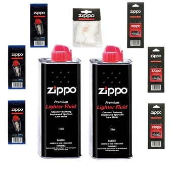 Set Pachet Economic Zippo 2xBenzina Zippo, 3xFitil Zippo, 3xPiatra Zippo, bumbac Zippo cadou Set Pachet Economic Zippo 2xBenzina Zippo, 3xFitil Zippo, 3xPiatra Zippo, bumbac Zippo cadou