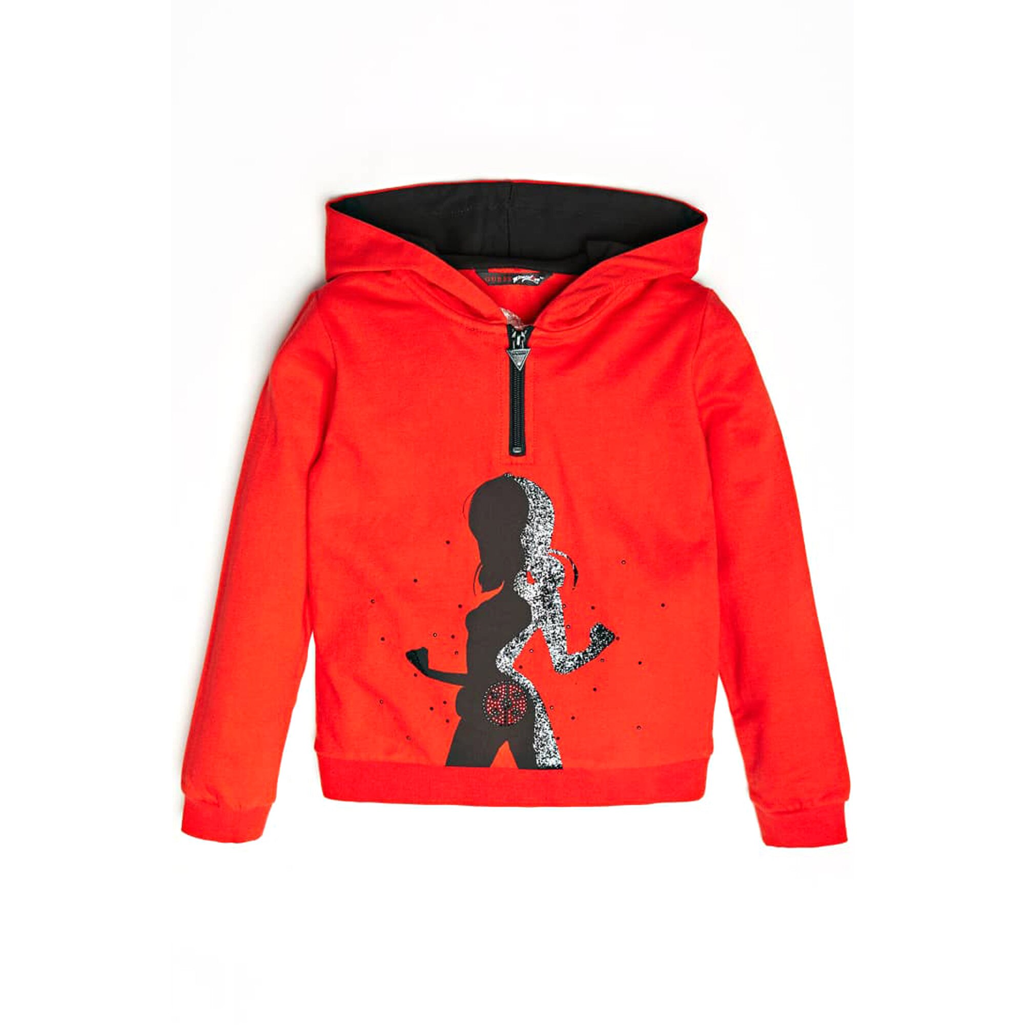 Bluza sport cu imprimeu logo si gluga, Guess Jeans