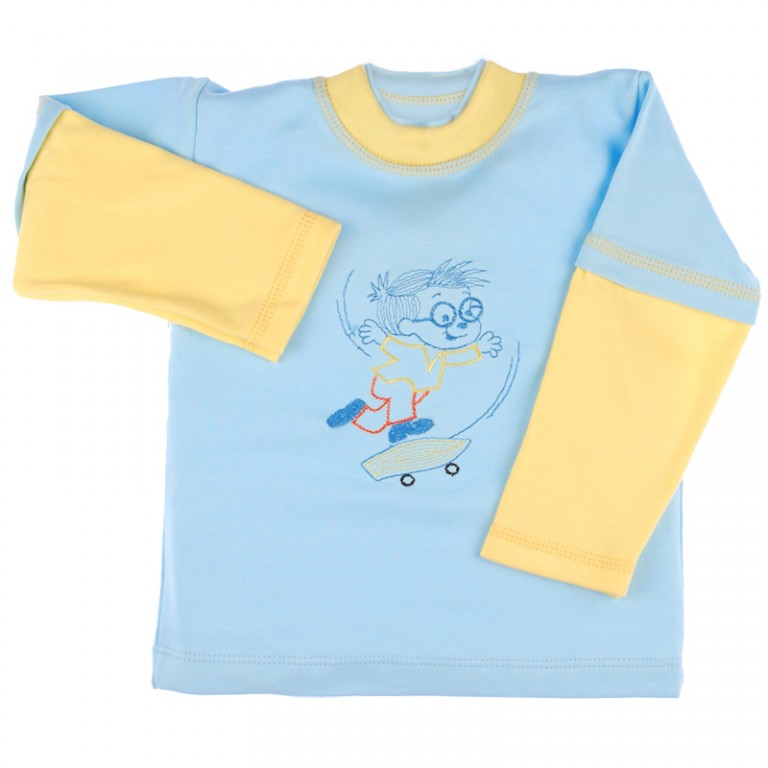 Bluza Pifou cu maneca lunga, 1 an, albastra