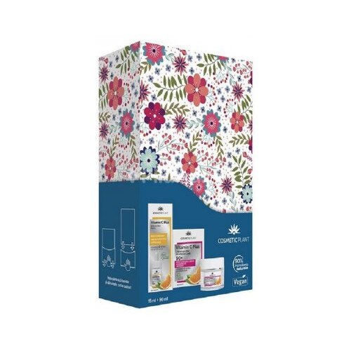 Set Cadou Vitamin C Plus 50+, Crema de Fata Antirid Regeneratoare 50+ 50ml+Ser Antirid Forte 15ml, COSMETIC PLANT