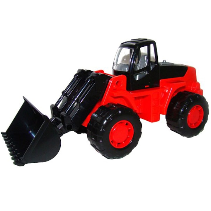 Polesie Traktor rakodóval, méretek: 25x10x11 cm, piros / fekete