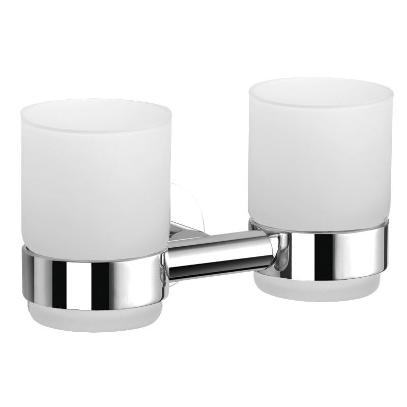 Portpahar dublu Grace, crom/sticla mata