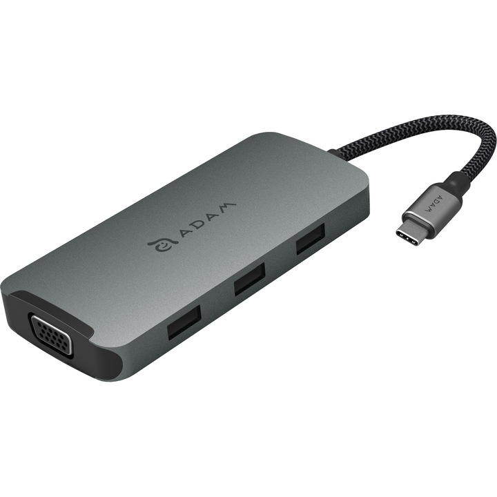 Hub Multiport Adam Elements USB-C 8in1, Casa Hub A08, Gri