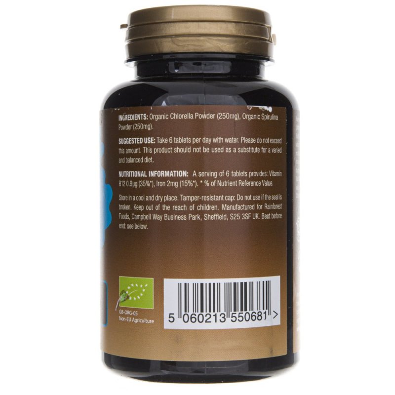 Supliment alimentar Rainforest Foods Chlorella si Spirulina BIO 500 mg