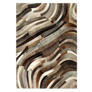 Covor realizat manual, vidaXL, Piele si par de vaca, 120x170 cm, 10 mm, Model dungi, Multicolor Covor realizat manual, vidaXL, Piele si par de vaca, 120x170 cm, 10 mm, Model dungi, Multicolor