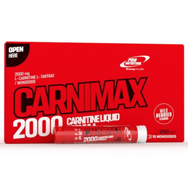 Carnitina lichida 2000 mg, Carnimax 2000, 10 monodoze x 25 ml