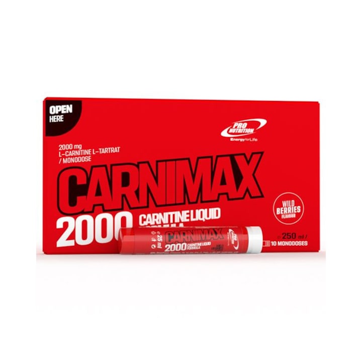 Carnitina lichida 2000 mg, Carnimax 2000, 10 monodoze x 25 ml