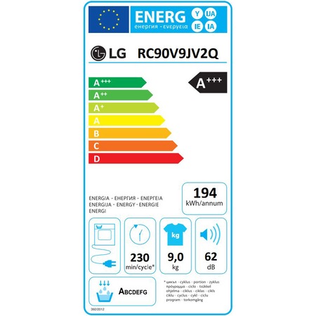 Uscator de rufe LG RC90V9JV2Q, Pompa de caldura, 9 kg, 14 programe, Clasa A+++, Motor Dual Inverter, Antracit