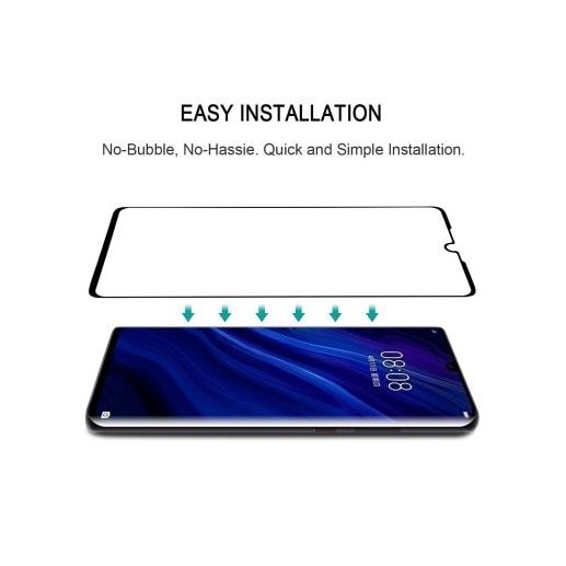 Folie de sticla Huawei P30 Lite, neagra, securizata, full screen, antisoc, durabila