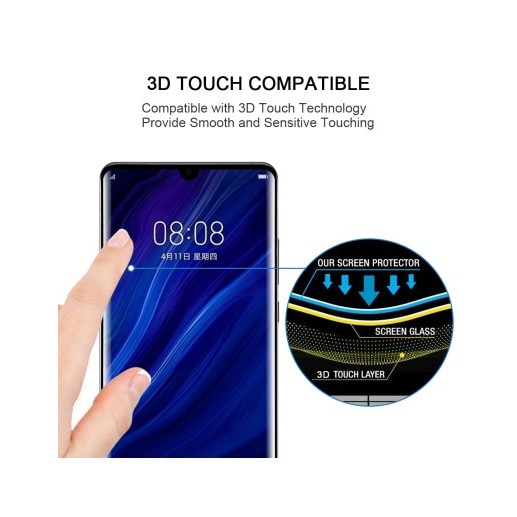 Folie de sticla Huawei P30 Lite, neagra, securizata, full screen, antisoc, durabila