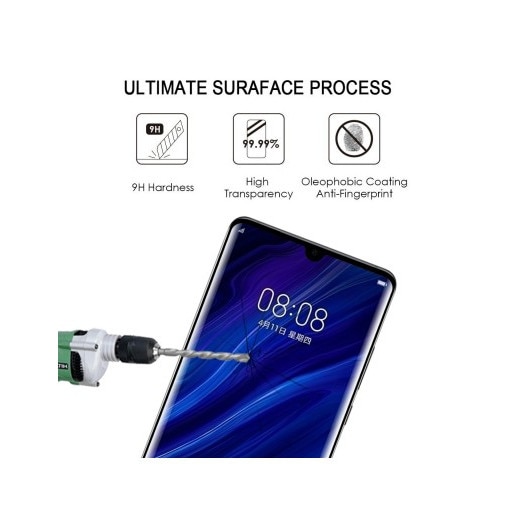 Folie de sticla Huawei P30 Lite, neagra, securizata, full screen, antisoc, durabila