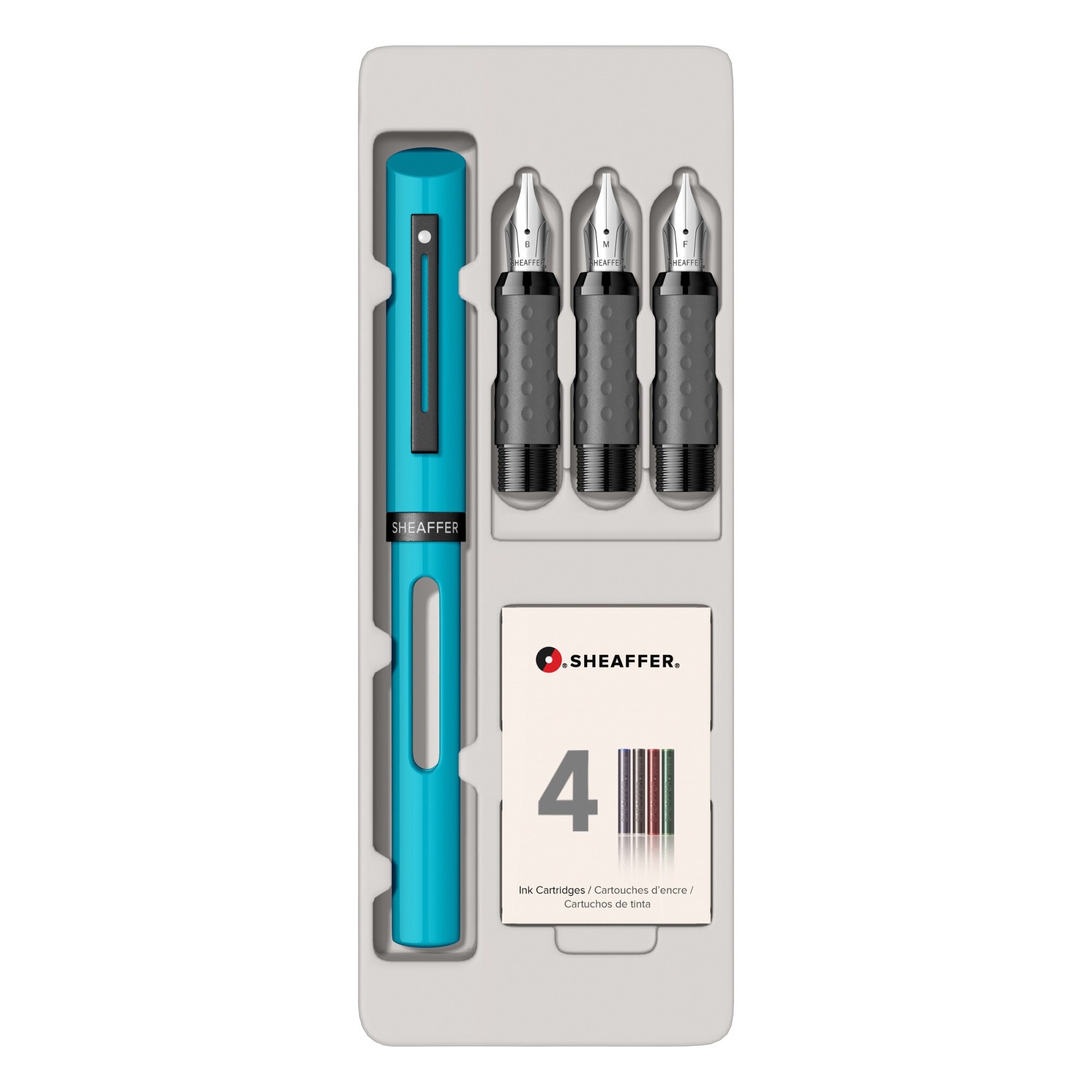 Set Mini Caligrafie 4 piese Sheaffer Calligraphy Blue, albastru