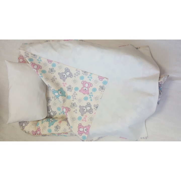 Бебешки гнезда Ev Stil 75, Памук, Бял/Розов