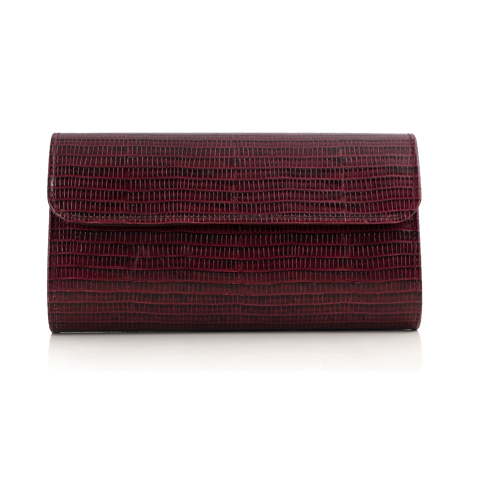 Poseta plic Ina, din piele piele visinie cu aspect texturat