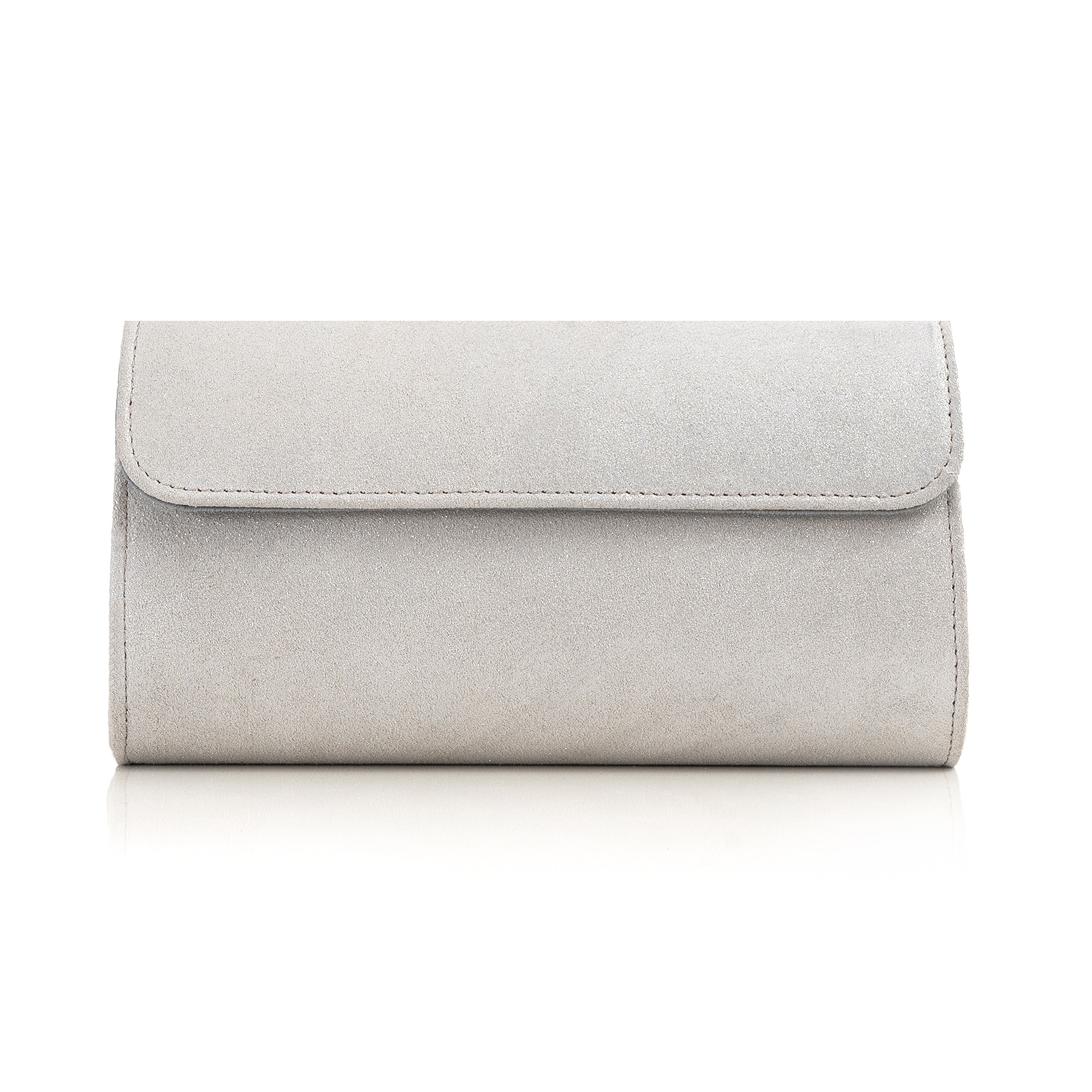 Poseta plic Ina, din piele piele alba cu aspect glitter