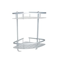 Etajera baie , montare pe colt , gri mat dubla , cu suport prosop TRENDY S