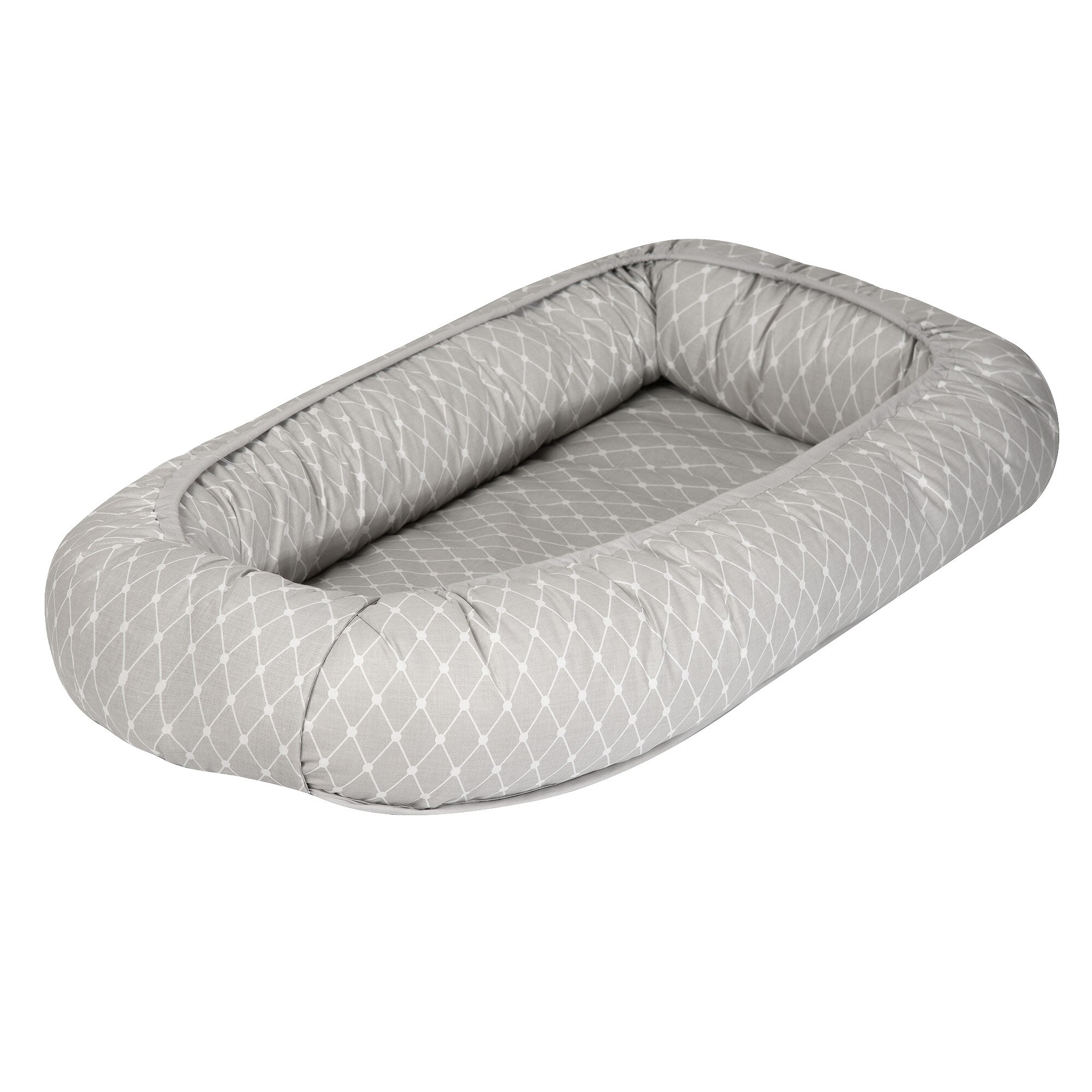 Babynest pentru bebelusi, din bumbac, Glamour Star Grey, 70 x 45 cm, Amy
