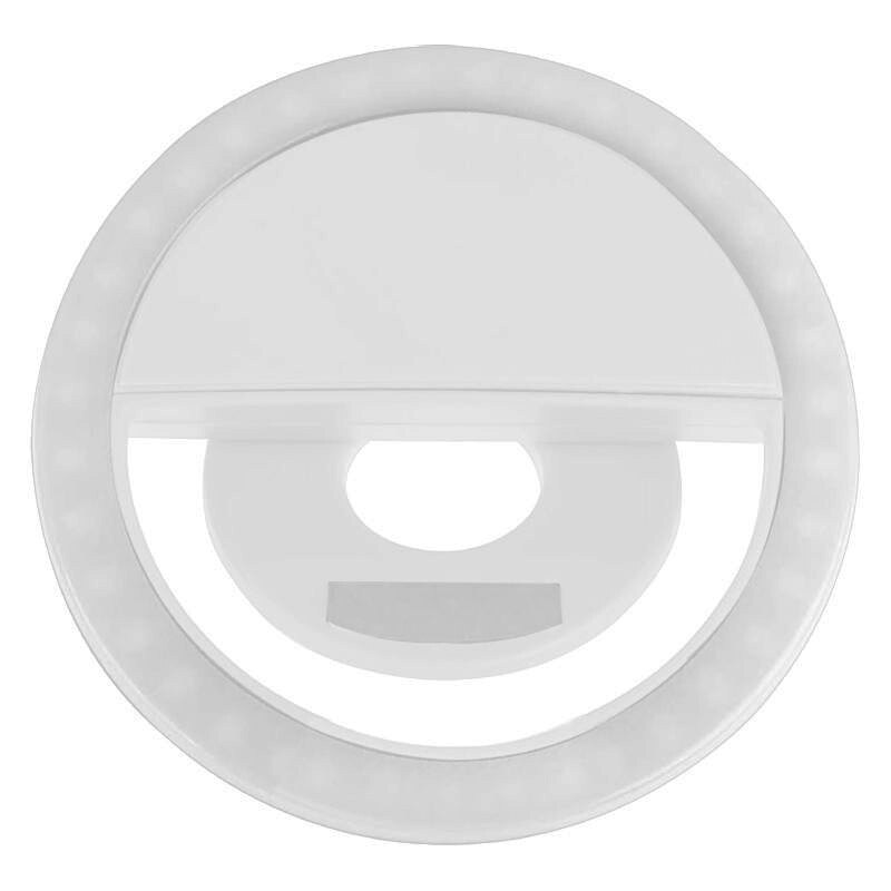 Selfie Ring Light, Vipow, Lampa LED pentru Selfie, Clema de Prindere, 3 intensitati lumina, 36 LED-uri, Acumulator 400mAh, Alb