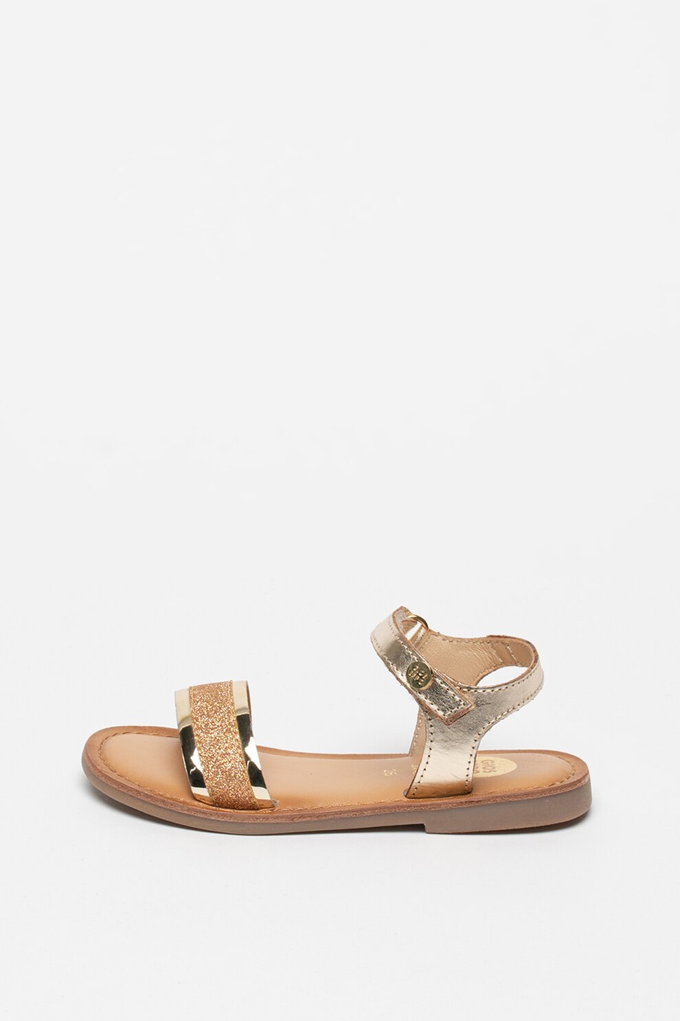 Gioseppo, Sandale cu velcro si aspect metalizat Nadiad, Auriu, 28 EU